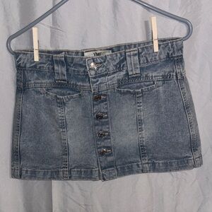 YMI Women's Button-Up Denim Mini Skirt - Blue